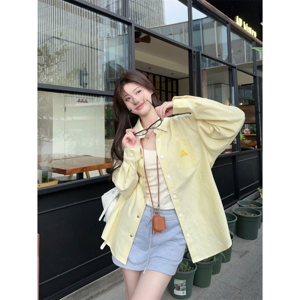ใหม่ผู้หญิงเกาหลีรุ่นหลวมสุนัขเย็บปักถักร้อยอเนกประสงค์เสื้อแขนยาว 240929