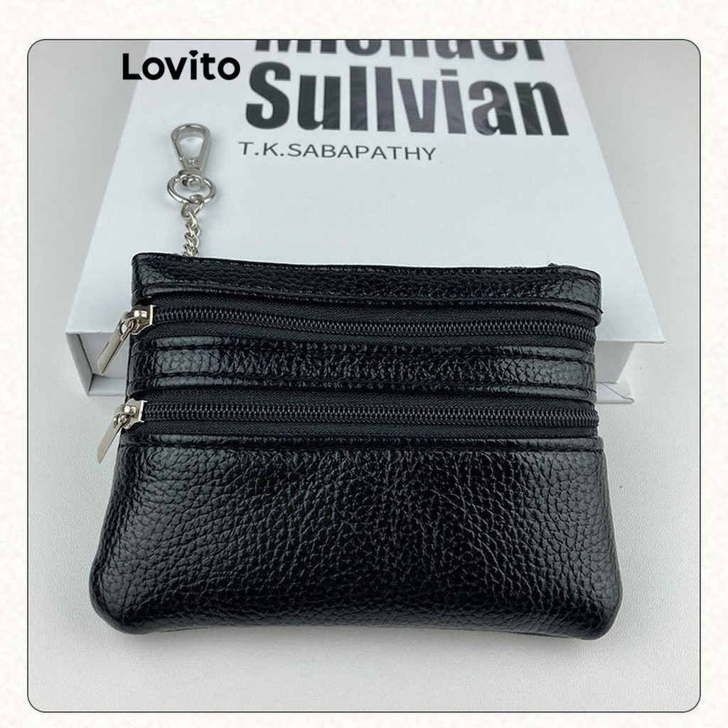Lovito ผู้ถือบัตรจี้กระเป๋าสตางค์สำหรับผู้หญิงหรูหราธรรมดามินิกระเป๋าผู้ถือบัตรกระเป๋าใส่เหรียญจี้กระเป๋าสตางค์สำหรับผู้หญิง LFA49327