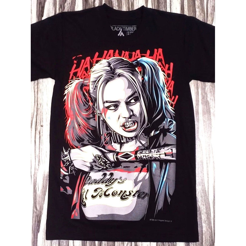 BT95 HARLEY QUINN HA HA SUICIDE SQUAD MARGOT ROBBIE SPECIAL MOVIE COLLECTION เสื้อยืดผ้าฝ้ายสีดํา TI