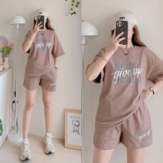 Sunny&Co Waffle Comfor Fabric T-shirt Terno Short Two Pockets NGU and Heart Inspired Coordinates