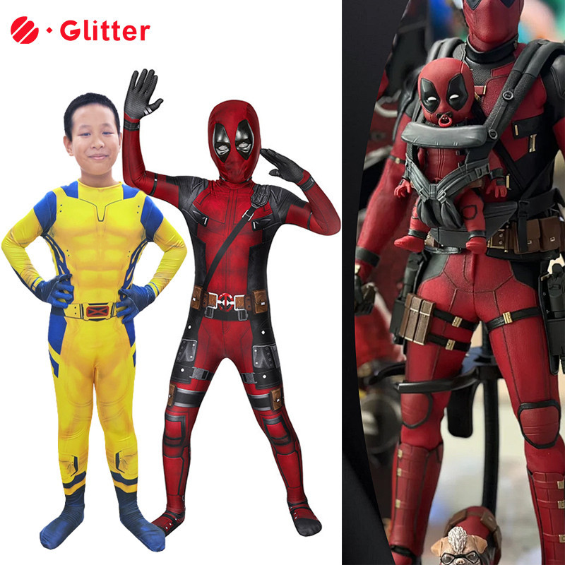 ซูเปอรDeadpool and Wolverine คอสเพลย์ผู้ชายเด็กชาย