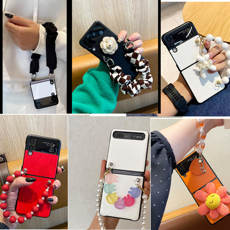Luken แฟชั่นน่ารัก DIY สร้อยข้อมือสั้นหนังสําหรับ Samsung Galaxy Z FLIP 6 5 4 3 สําหรับ Galaxy Z FLI