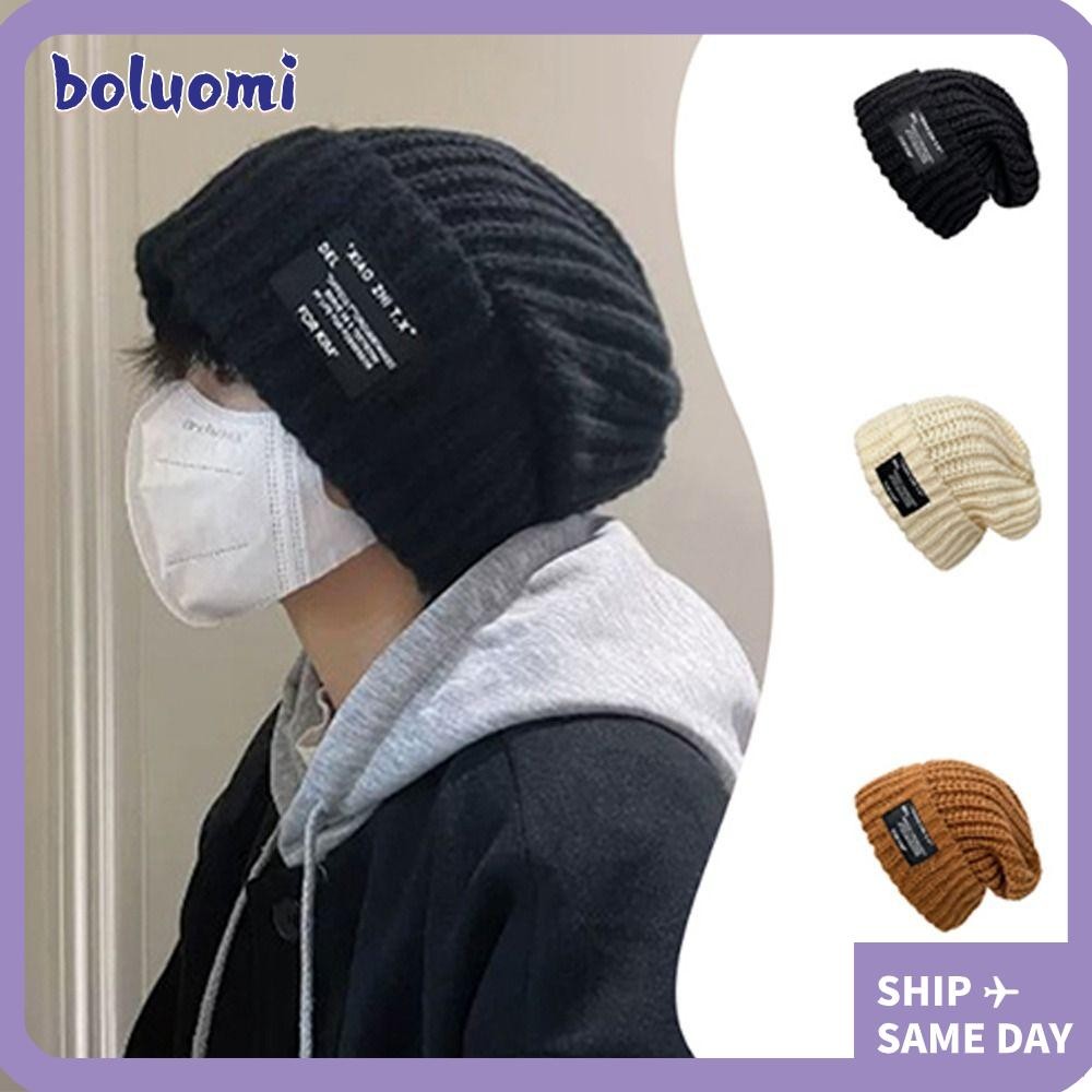 Bolumi หมวกถัก,หนายืดหยุ่น Beanies หมวก,แฟชั่นWindproofสีทึบฤดูหนาวที่อบอุ่นSkulliesหมวกผู้หญิง