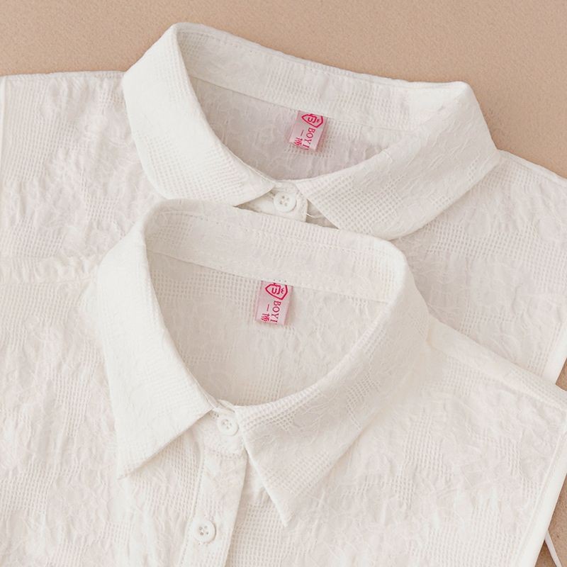 คอปกปลอมผ้าฝ้ายแท้สำหรับเด็ก2024ฤดูใบไม้ผลิและฤดูใบไม้ร่วงเนื้อเทียมคอปกปลอมเข้าชุดง่ายหูไม้มัลติฟัง