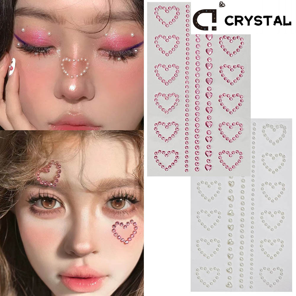 เครื่องประดับใบหน้าคริสตัลเพชรสติกเกอร์ DIY Body Pearl Rhinestones 3D แต่งหน้า Art Stage ตกแต่ง