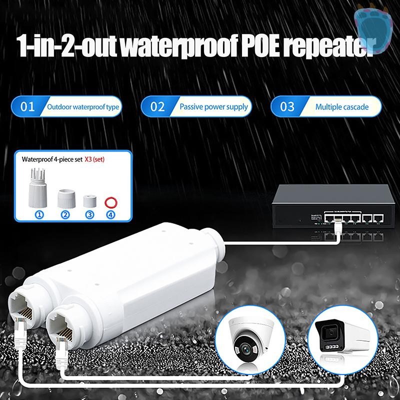 [PA] กันน้ํา POE 2 พอร์ต Repeater IP66 100Mbps 1 ถึง 2 POE Extender พร้อม IEEE802.3af/at 48V กลางแจ้งสําหรับ POE Switch กล้อง TH