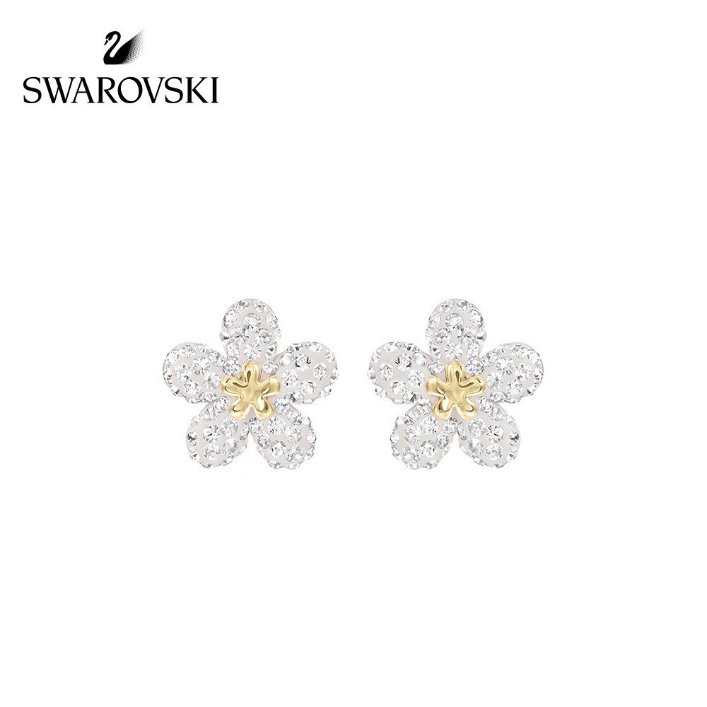 SWAROVSKI สินค้าเฉพาะจุด สวารอฟสกี้ ต่างหูดอกไม้สดขนาดเล็กน่ารักของขวัญวันวาเลนไทน์ที่เรียบง่ายสําหรับผู้หญิง จ413