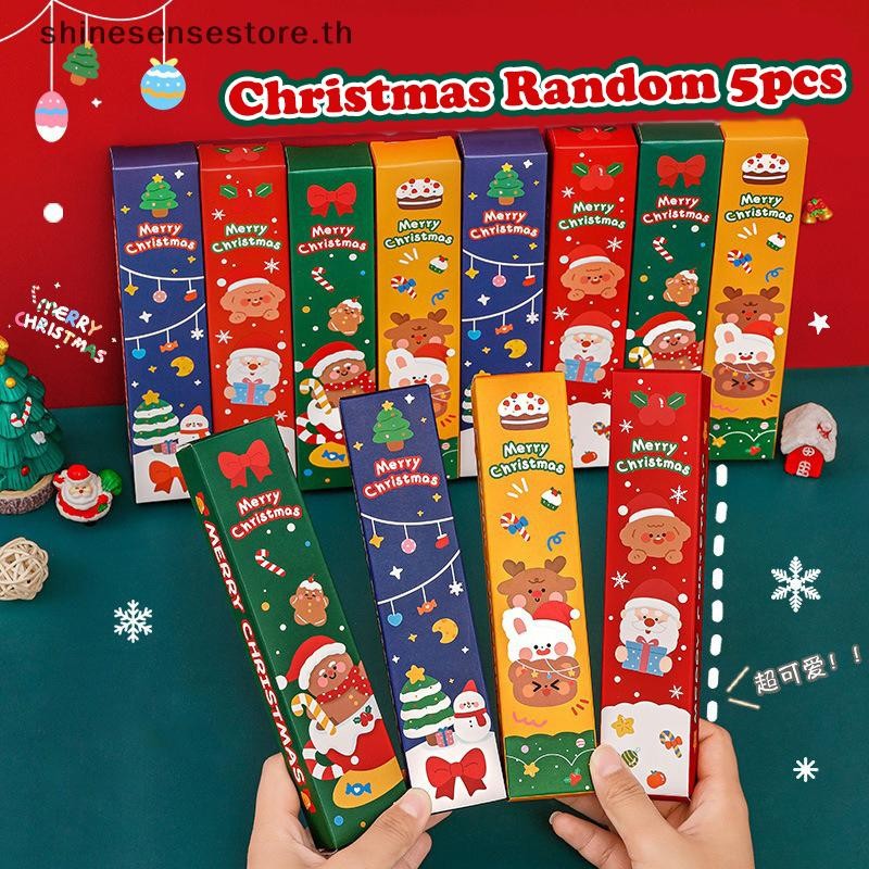 Shine 1 ชุดปากกาเจลคริสต์มาสชุดการ์ตูน Gingerbread Man Elk Santa Claus กล่องตาบอดปากกาโรงเรียนอุปกรณ์สํานักงานน่ารัก Wrig ปากกา TH