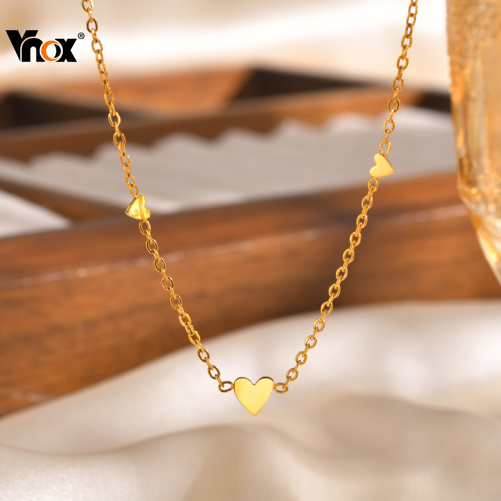 VNOX วีน็อกซ์ สร้อยคอจี้หัวใจขนาดเล็กเค้นคอโซ่กระดูกไหปลาร้าสําหรับผู้หญิงแฟชั่นเซ็กซี่เครื่องประดับสแตนเลสอุปกรณ์เสริมช