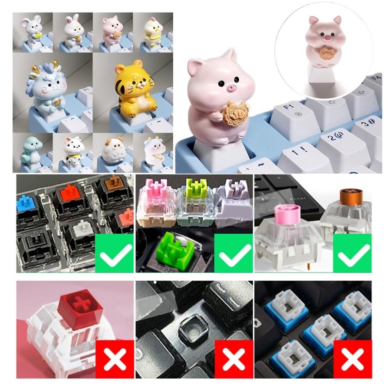 QUU Zodiac Animal Keycap เรซิ่น ABS สําหรับคีย์บอร์ดแบบกลไก ESC Keycap วันเกิด
