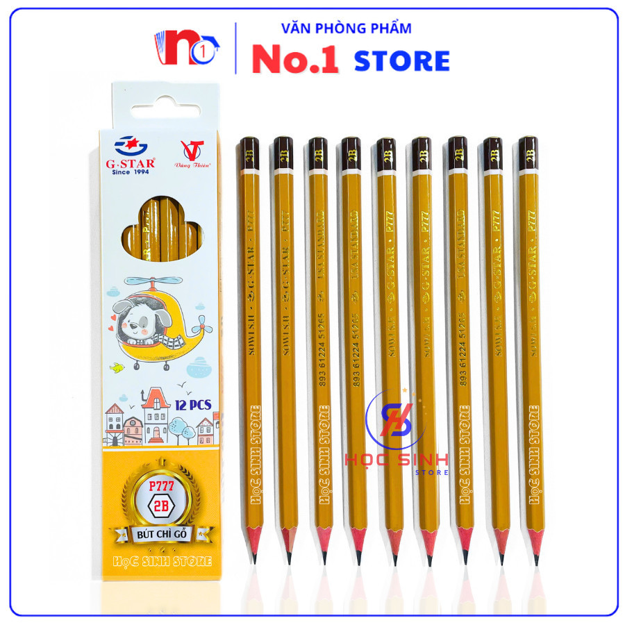 กล่องดินสอไม้ Gstar P777 2B 12 กล่อง (2B-3B-4B-5B-6B) กล่องดินสอสีเข้ม เหลาง่าย ไม่แตกง่าย - VPP No.