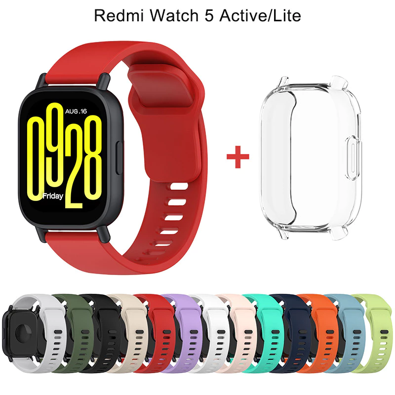 ใหม่ซิลิโคน WatchBand สําหรับ Xiaomi Redmi 5 Active SmartWatch สายนาฬิกาสร้อยข้อมือ Redmi Watch 5 Lite ป้องกันกรณีฝาครอบ