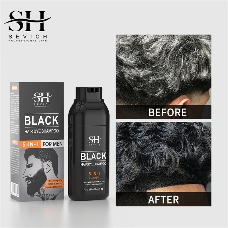 Sevich แชมพูย้อมผมสีดํา Organic 5 In 1 Blackening Shampoo สําหรับแชมพูเปลี่ยนสีผมสีขาว