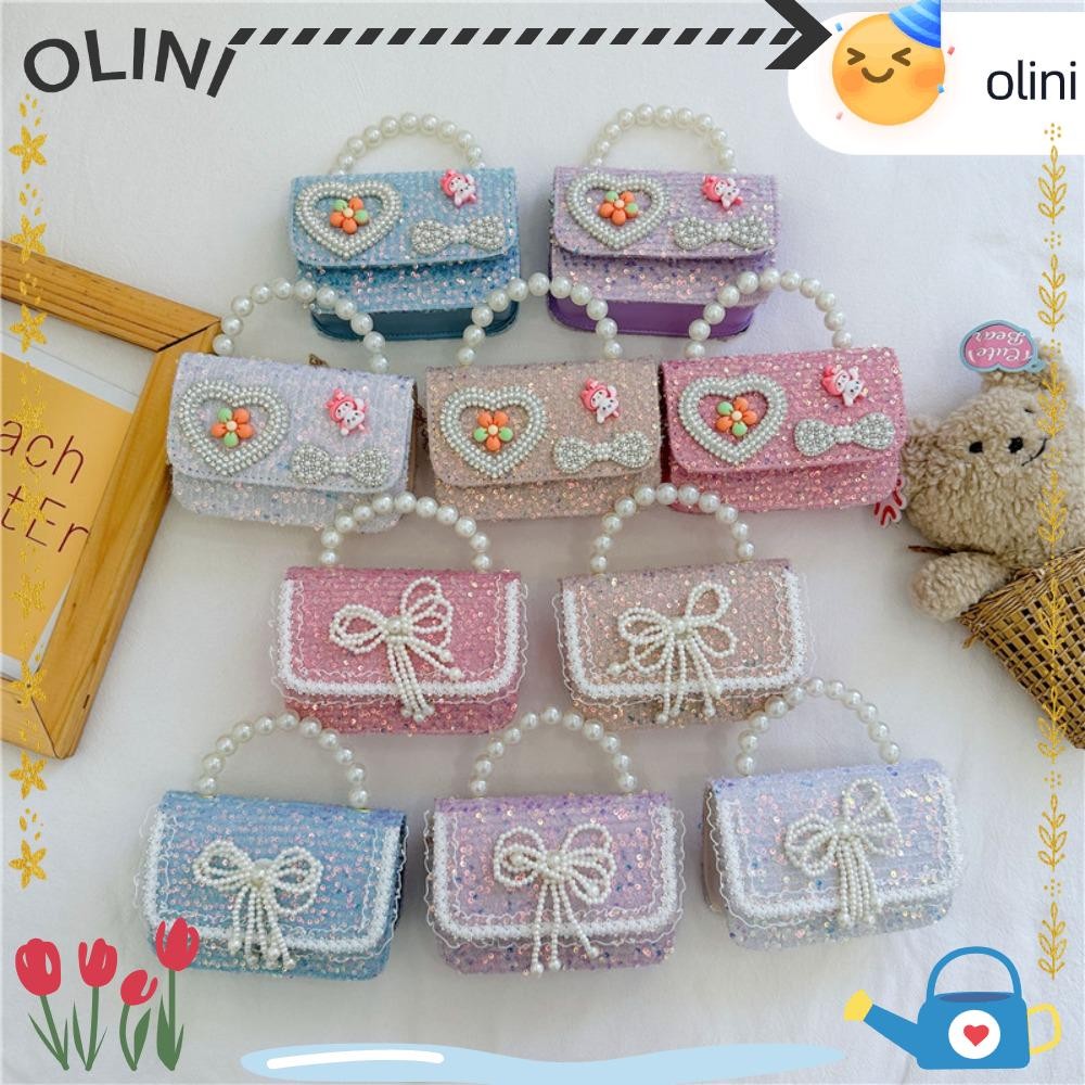 Olini กระเป๋าถือมุก, กระเป๋าสะพายหูหิ้วมุกดอกไม้, กระเป๋าสะพายข้างขนาดเล็ก Plush Bowknot