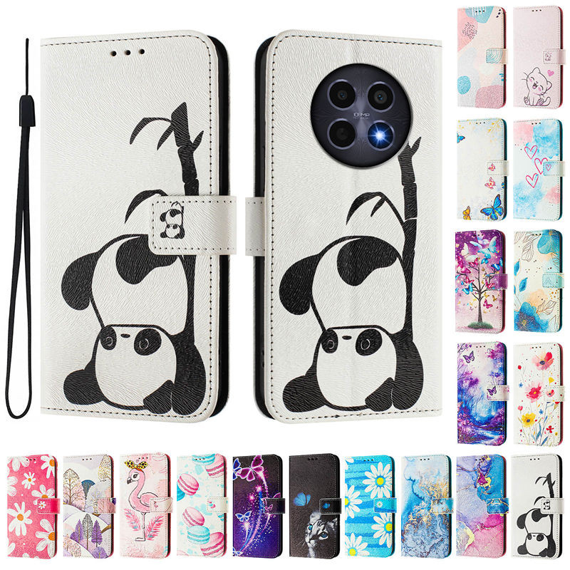 สําหรับrealme 12 12X 12 + 5Gกรณีน่ารักทาสีรูปแบบพลิกเคสโทรศัพท์สําหรับRealme 12 Pro Pro + 5Gกรณีแม่เหล็กกระเป๋าสตางค์หนังปกหนังสือ