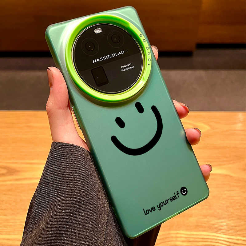 สําหรับ OPPO find x8 X7 X6 X5 Pro เคสโทรศัพท์ Simple Smiley Face Matte ผิวรู้สึกป้องกันกรณี