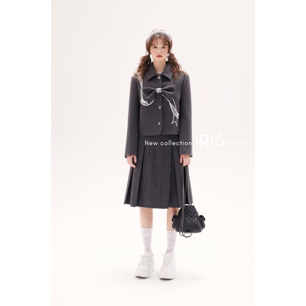 พร้อมส่ง「สินค้าลิขสิทธิ์แท้」24 Winter IRIS x TM designer l IJ72886-IK72886 Ribbon winter jacket-skirt