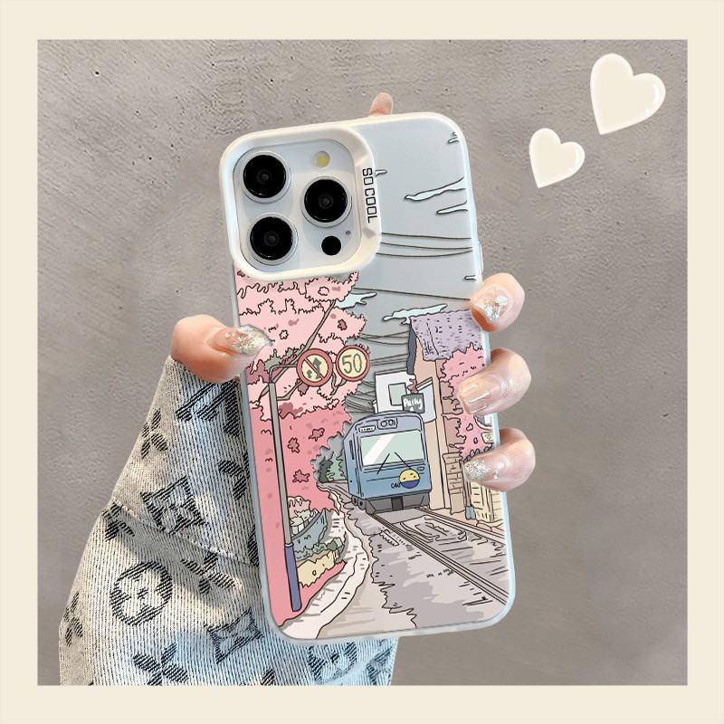 สีชมพูต้นไม้รถไฟสําหรับVivo Y17 Y12 Y12S Y30 Y7S Y50 Y100 S10 S10E V23E V23 V25 V27 V29 X60 X70 X80 