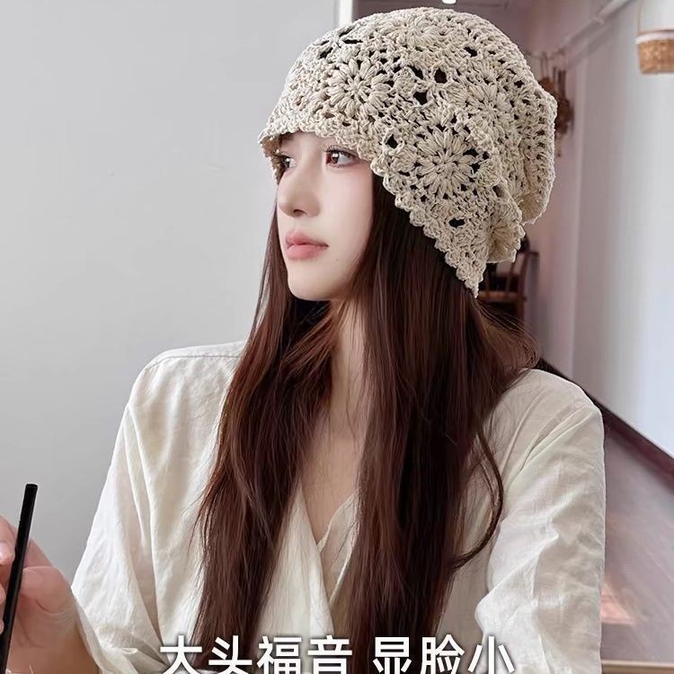 หมวก_boho_ลูกไม้ถักมือสำหรับผู้หญิง สไตล์ย้อนยุค_slouchy