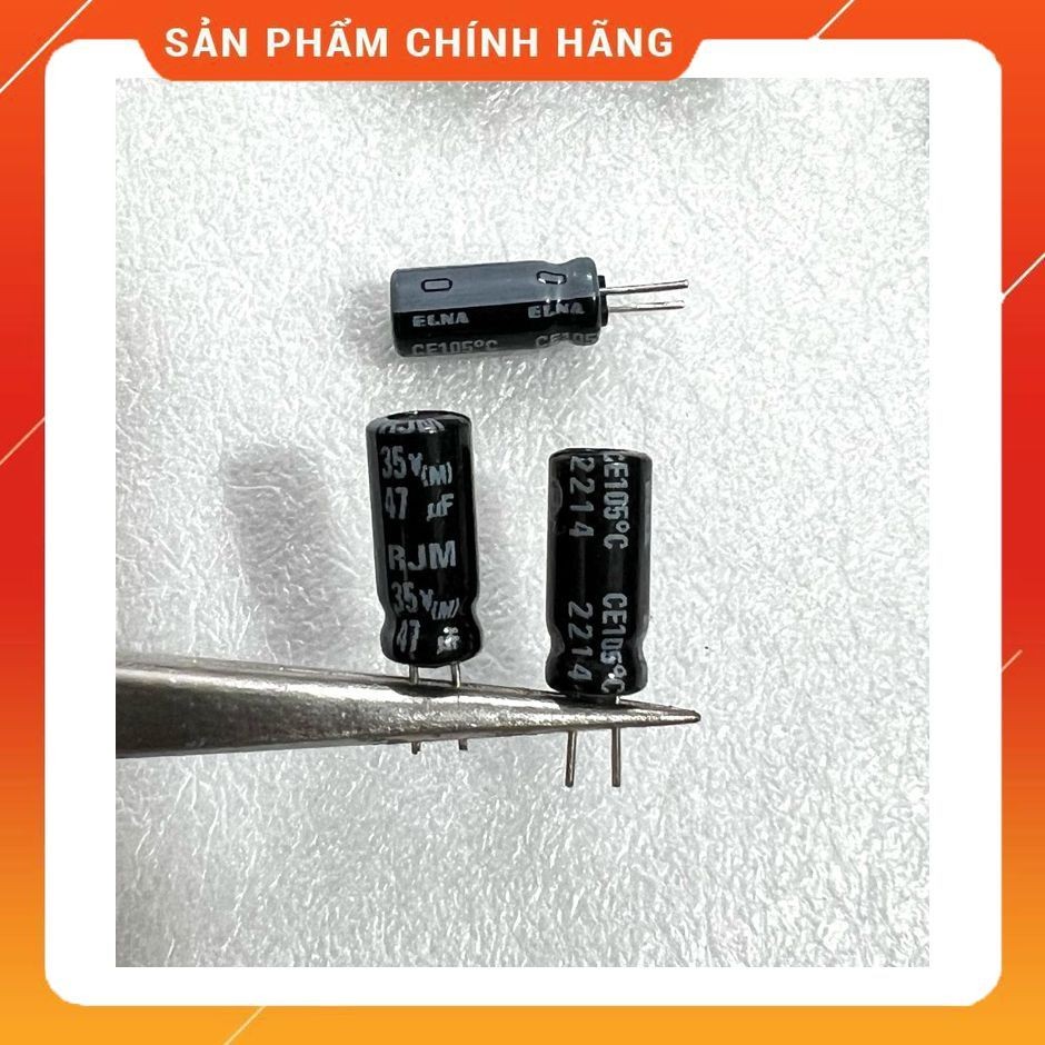 [ 10 ชิ้น ] ELNA RJM CAPACITOR 35V 47UF, 35V47UF, 35UF47V, 47UF 35V (5x11x2.5mm )
