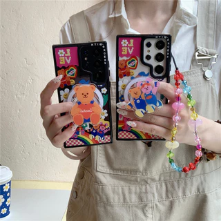 เคสหมีน่ารักสําหรับ Samsung Galaxy S26Ultra S25 S24 S23 FE Creative Magnetic กันกระแทก Hard ฝาหลัง