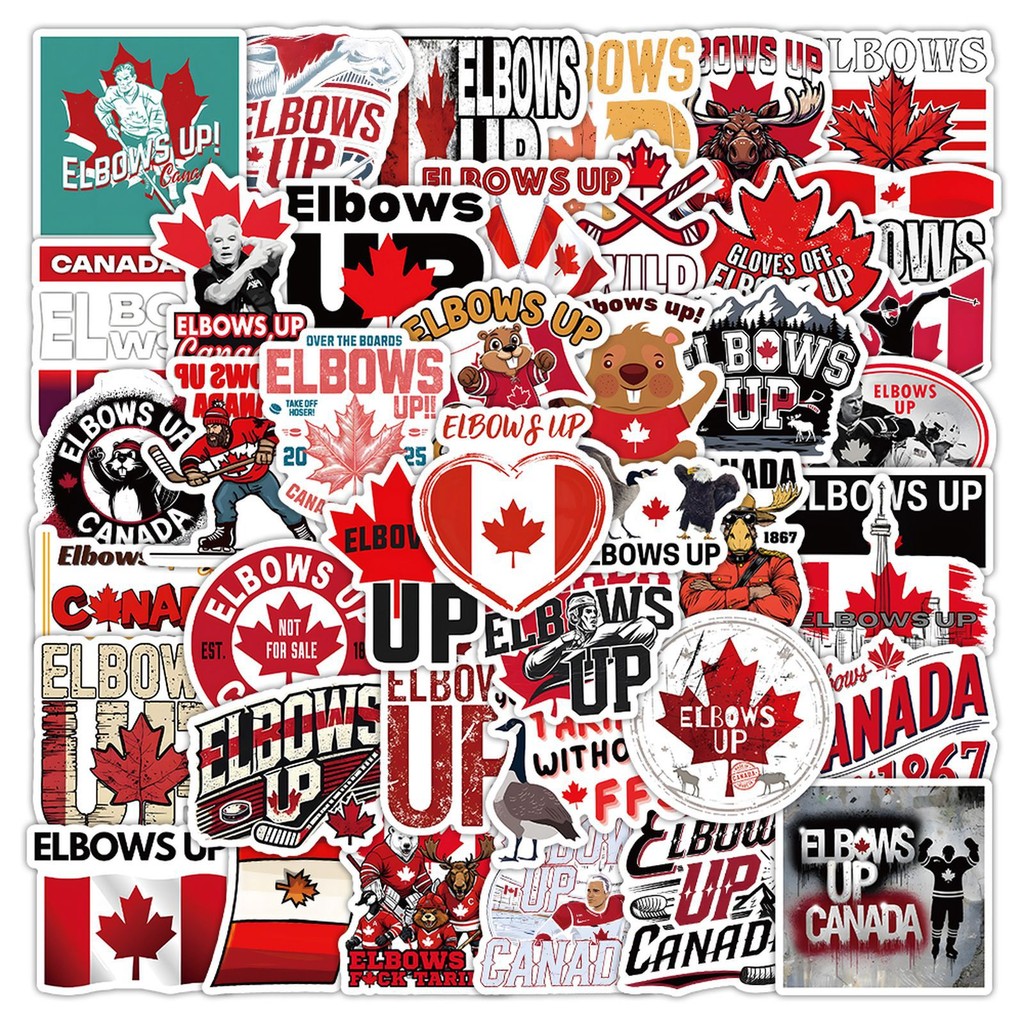 สติ๊กเกอร์ 50ชิ้น กันน้ำ ติดได้หลายพื้นผิว Waterproof Stickers elbows up canada แคนาดา Travel Camping