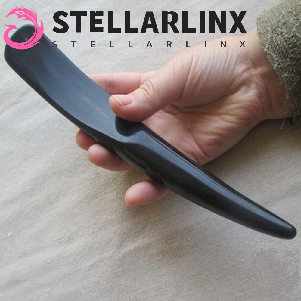 STELLARLINX Gua Sha Board, สีดํา Buffalo Horn ขนาดใหญ่นวดขูดบาร์, Dredge ช่องและ Collaterals Handhold SPA ผ่อนคลาย Meridian นวด Stick ร้านเสริมสวย