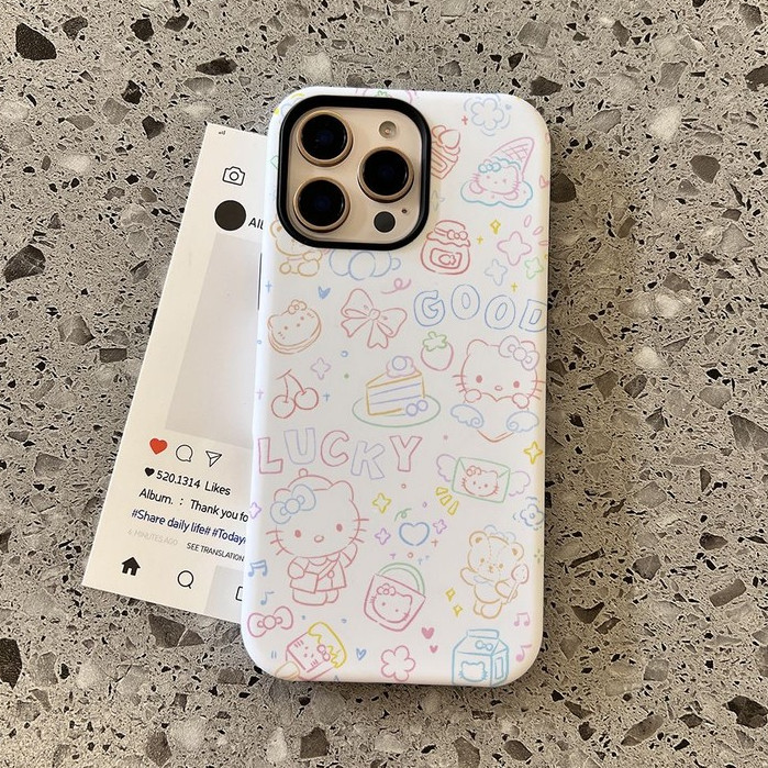 สายสี kt รูปแบบ double-in-one วงเล็บสําหรับ iPhone 11 12pro 13promax 15pro 15promax14promax 14pro 16 pro max 16 plus 17 17pro 17promax two-in-one เคสป้องกัน - รูปที่ 2