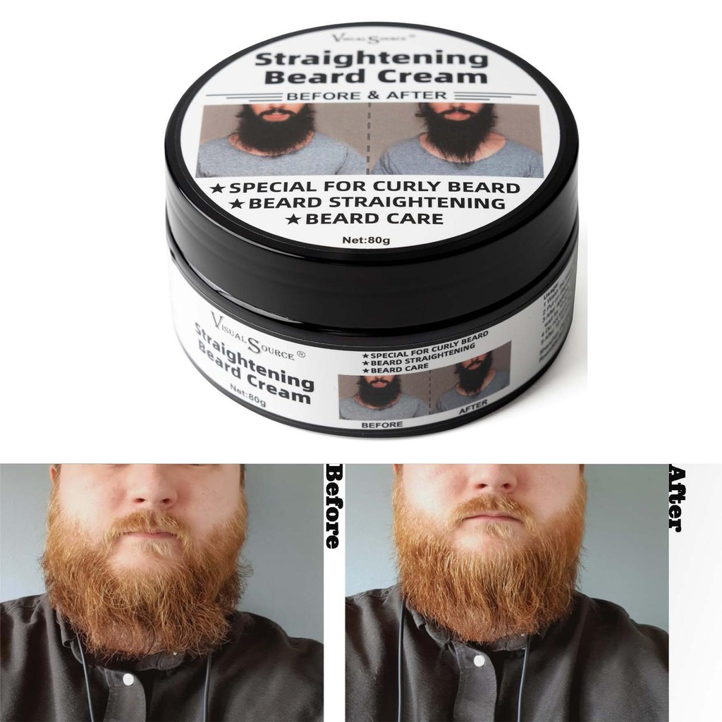 80g Men Straightening Beard Cream สําหรับผู้ชาย Long Curly Beard Care ครีม N7y5