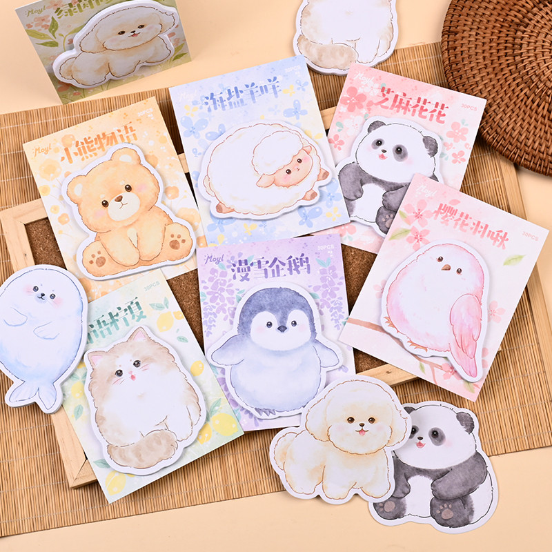 30 แผ่นน่ารักสัตว์เลี้ยง ชุด Sticky Notes แผ่นบันทึกแบบพกพาสําหรับนักเรียน