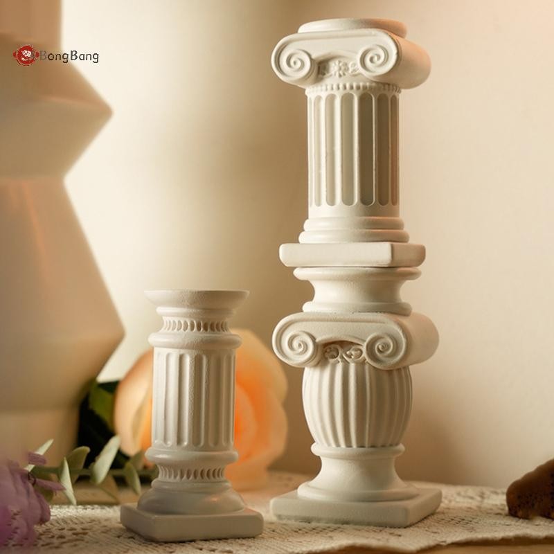 ABongBang เสาโรมันคอลัมน์กรีกรูปปั้นเชิงเทียนเรซิ่นFigurine Home Desktop Decorเครื่องประดับการถ่ายภาพPropsจุดสําคัญรายละเอียด