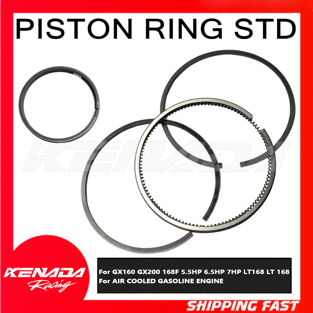 PISTON RING STD GX160 GX200 168F 5.5HP 6.5HP 7HP LT168 LT 168 เครื่องยนต์ระบายความร้อนด้วยอากาศ