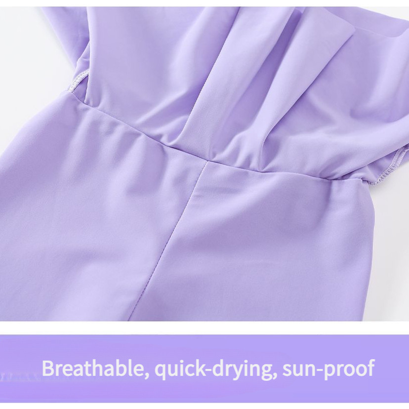 ชุดว่ายน้ำ Kuromi สำหรับเด็กหญิง แบบแขนยาวและขายาย พร้อมหมวกว่ายน้ำสีม่วง - รูปที่ 5