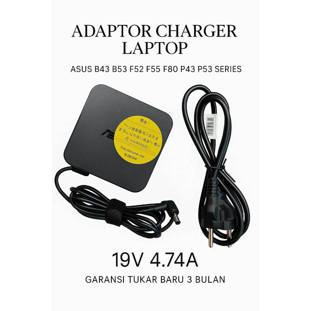Asus B43 B53 F52 F55 F80 P43 P53 Series 19V 4.74A 5.5x2.5mm 90W อะแดปเตอร์ชาร์จ Original รับประกัน 3