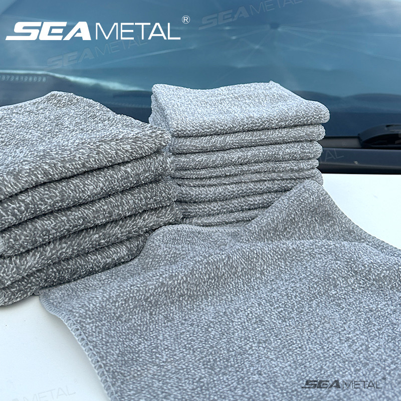 SEAMETAL ผ้าขนหนูทําความสะอาดถ่านไม้ไผ่หนา Lint Free ผ้าทําความสะอาดไมโครไฟเบอร์ดูดซับพิเศษสําหรับหน