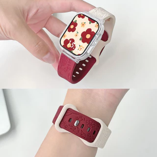 สายซิลิโคนสลักลายดอกทานตะวันพร้อมเคสสำหรับ Xiaomi Redmi Watch 5 Active สายนาฬิกาสมาร์ทวอทช์แบบเปลี่ยนได้สำหรับ Redmi Watch 5 Lite