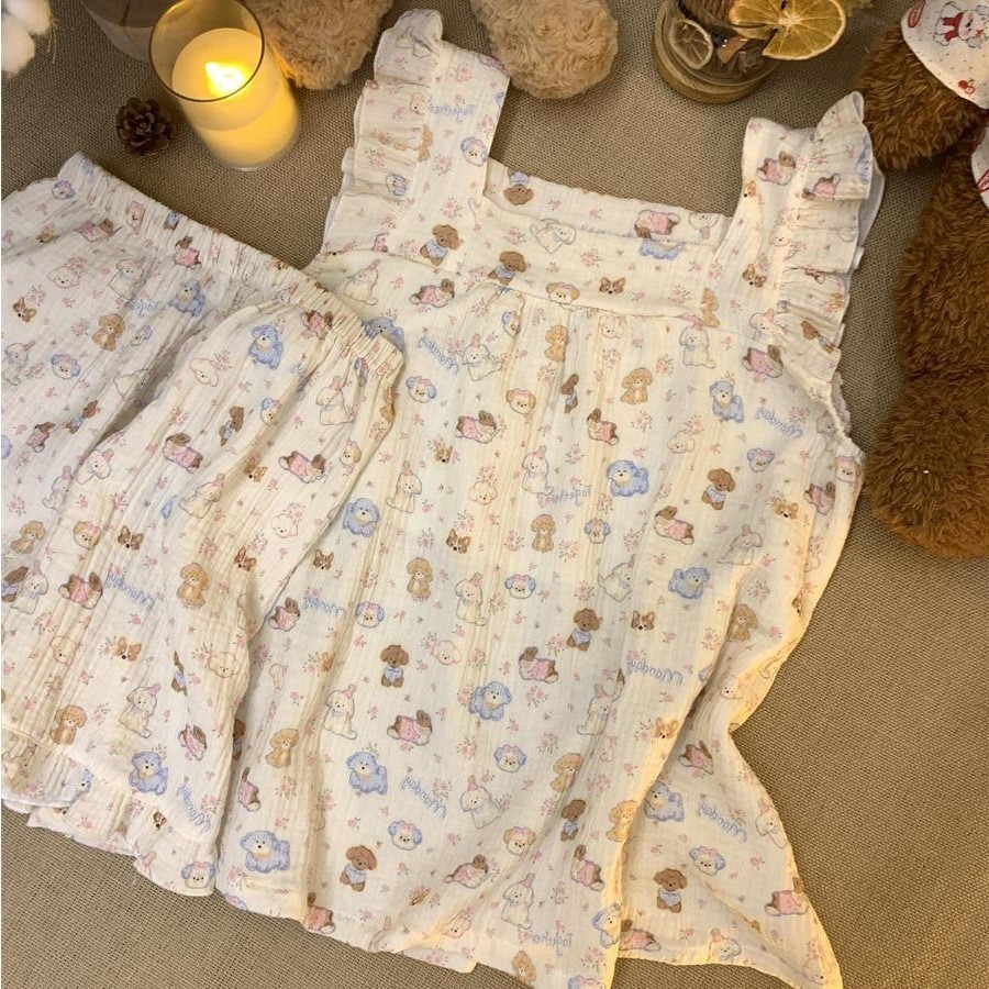 Lace Cute hellokitty Pyjamas Women Summer New Style Suspender Shorts