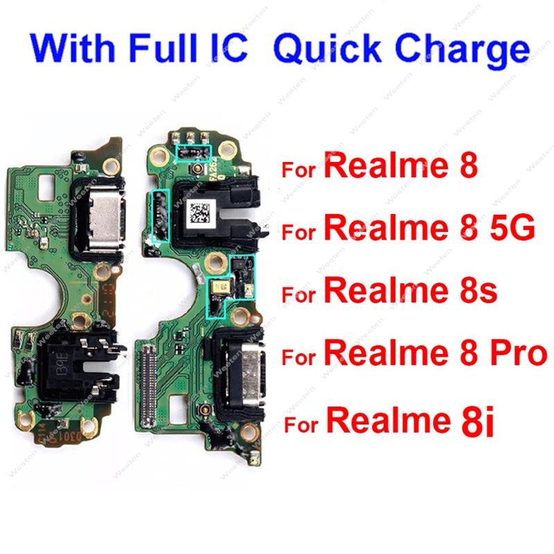 USB Charger Dock สําหรับ Realme 8 8i 8S 4G 5G USB ชาร์จแจ็คพอร์ต Connector Board อะไหล่