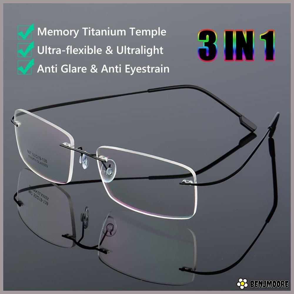 BENJMOORE Memory Titanium Glasses Ultralight Vision Care ไร้ขอบ