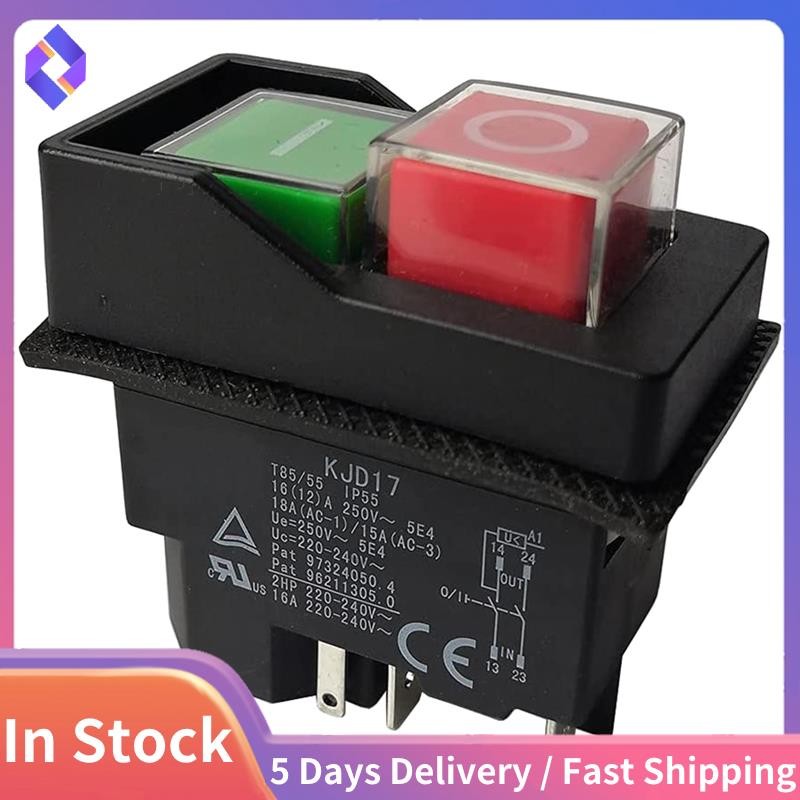 สวิตช์แม่เหล็กไฟฟ้าสวิตช์ปุ่มกดสําหรับเครื่องมือทําสวน KJD17 220V 5 Pin -วาล์ว