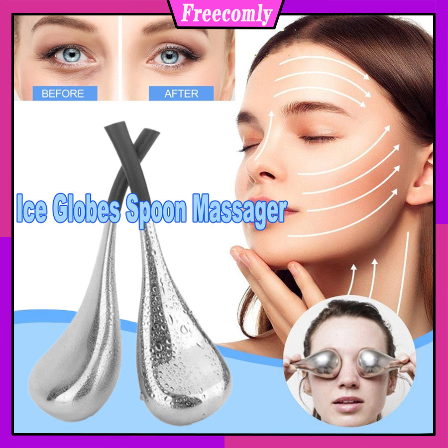 2 ชิ้น/เซ็ต Facial Ice Globes ช้อนนวดสแตนเลส Cryo Sticks สําหรับผู้หญิง Cooling Spa Globes ลูกกลิ้งเย็น Cool Release ริ้วรอย Calming ลดบวมเครื่องนวดหน้า