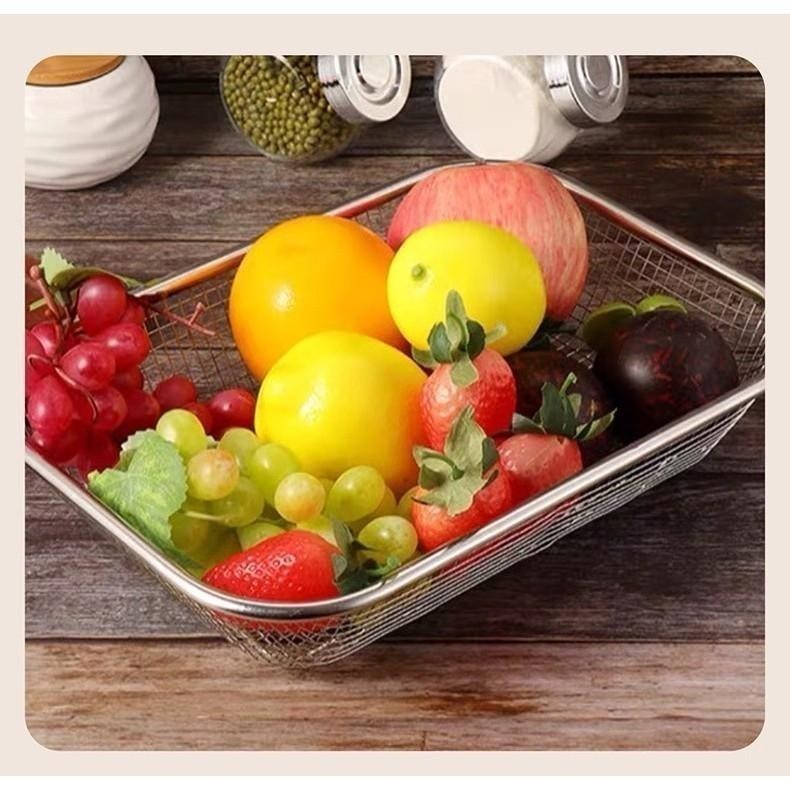 ตะกร้าใส่ของใช้ ตะกร้าล้างผัก ล้าง ตะกร้าผักล้างผลไม้สแตนเลส ใส่ผลไม้ สแตนเลส - รูปที่ 5