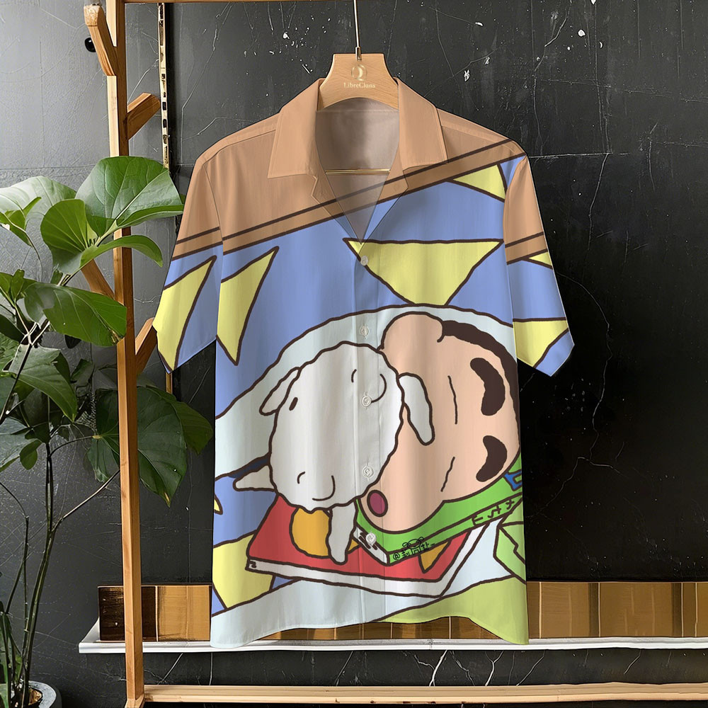 เสื้อฮาวายแขนสั้น Crayon Shin-chan พิมพ์อนิเมะน่ารัก เหมาะสำหรับใส่ทุกวัน ไซส์ใหญ่ อเน็กซ์ - รูปที่ 6