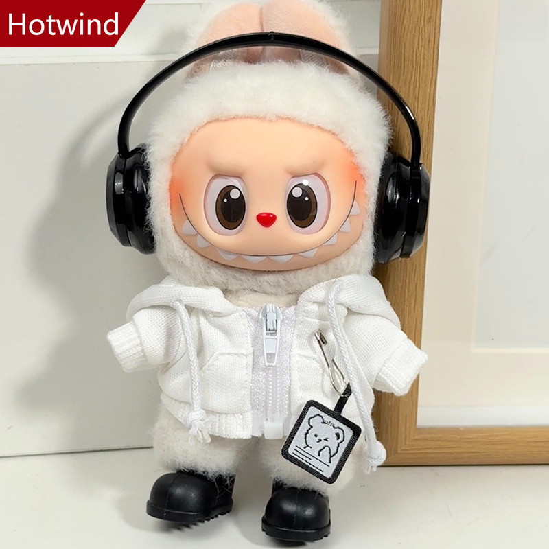 (ไม่มีตุ๊กตา) หูฟังสําหรับ 17 ซม.labubu ตุ๊กตา labubu ชุดหูฟังเสื้อผ้าเด็กอุปกรณ์เสริมรองเท้าเสื้อผ้า 3 ชิ้นชุด