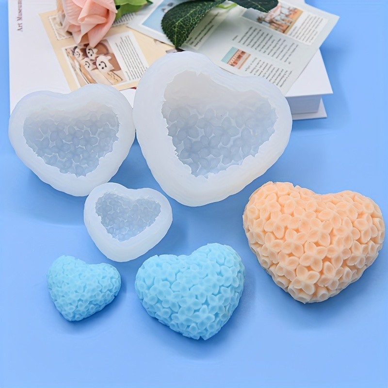 DIY 3D Love ดอกไม้รูปตกแต่งมูสเค้กซิลิโคนแม่พิมพ์น้ํามันหอมระเหยน้ําตาลเปลี่ยนเทียนเครื่องมือหยิก