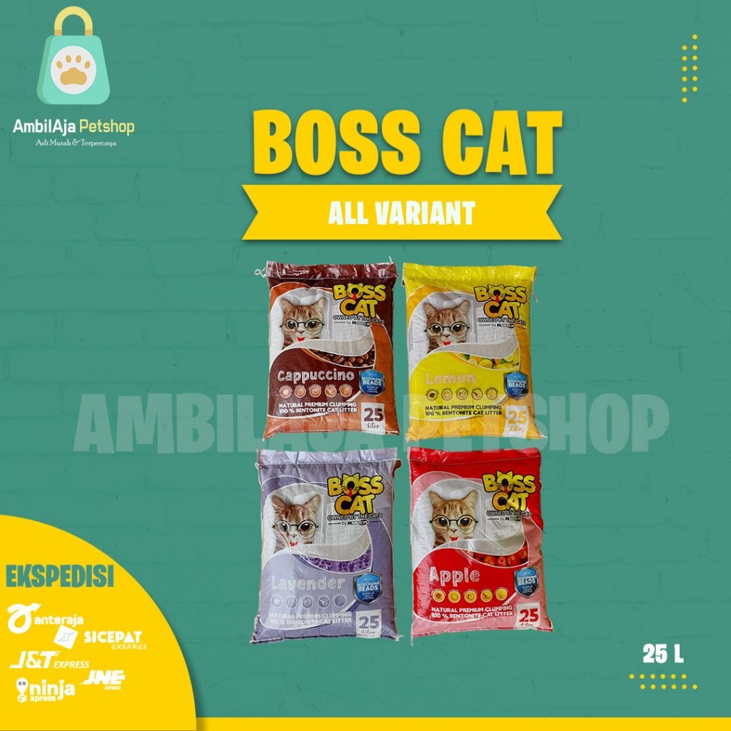 GUNAD BOSS CAT Boss Cat Scented Blocked Cat Sand 25L 25 L Bentonite (คว้า Gojek)