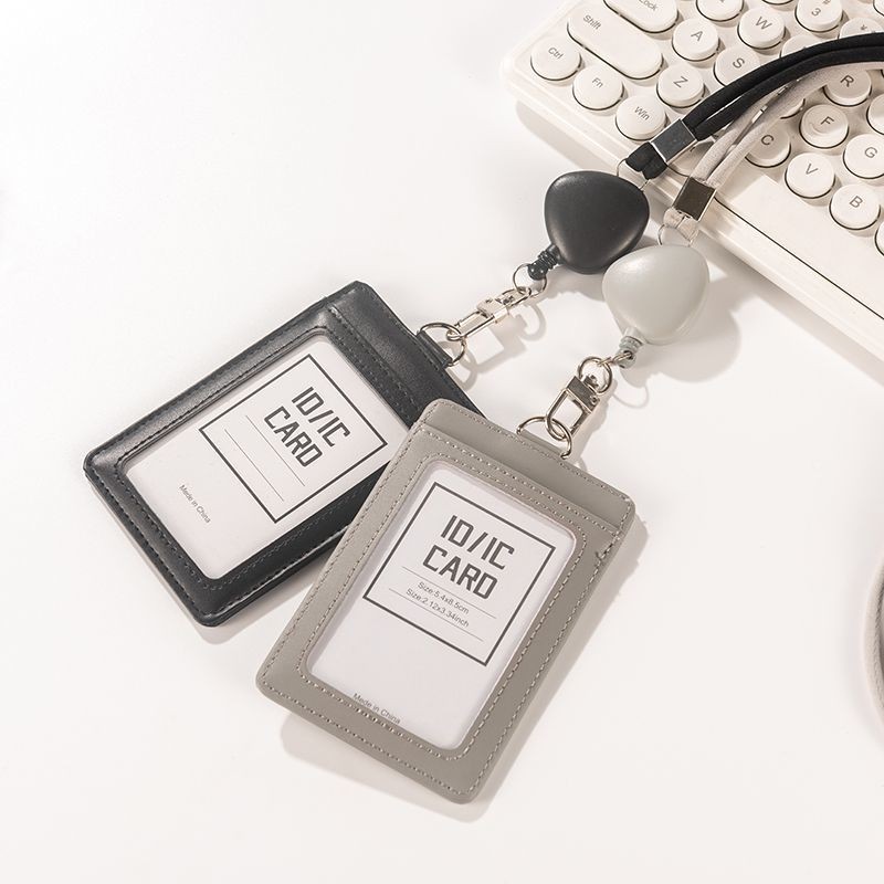 Work Permit Work High-End Card ตําแหน่งหนังแท้ Lanyard Staff Double Buckle ยี่ห้อ ID Badge นักเรียน