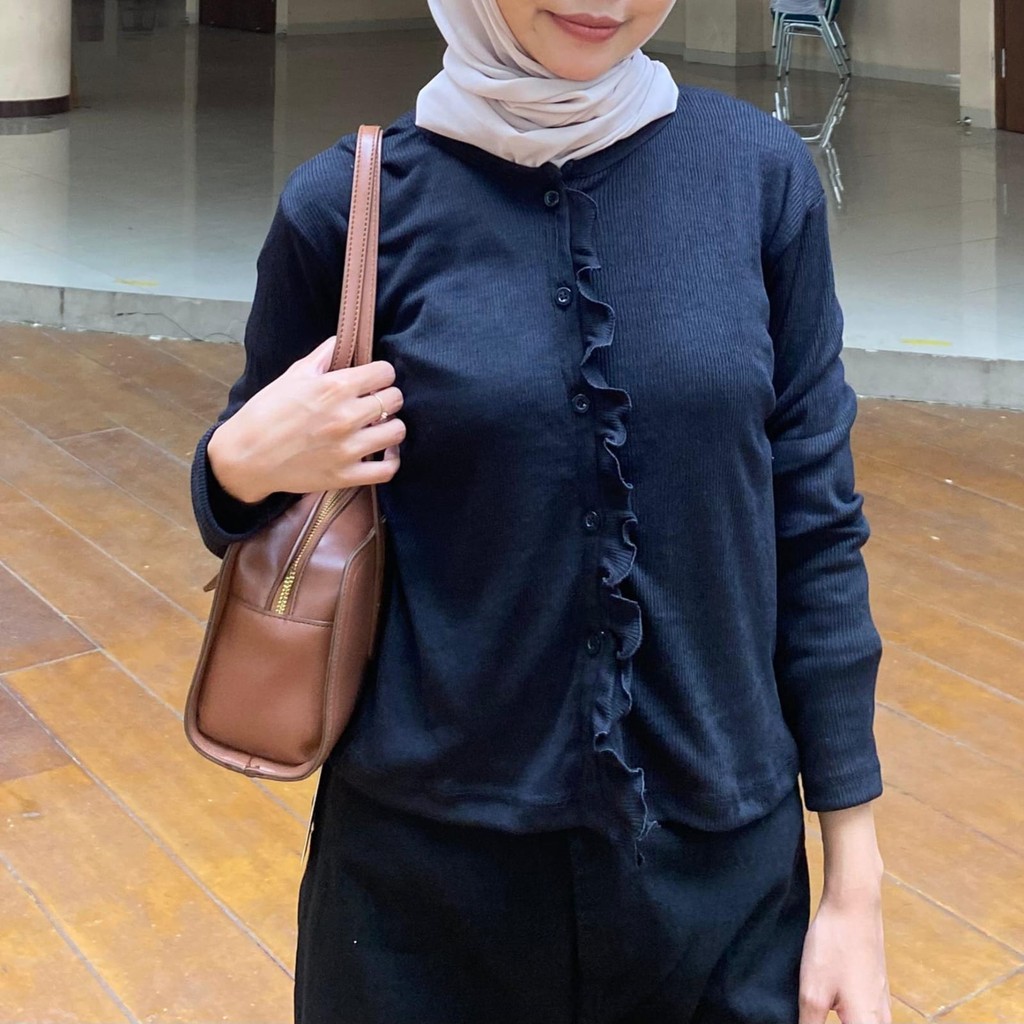 CROP CARDIGAN RUFFLE Cardy Button Front RUFFLE Women