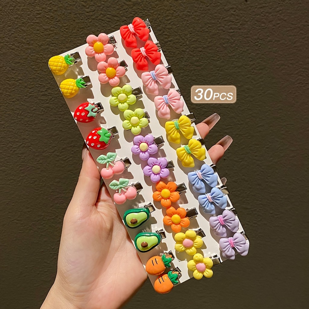 กิ๊บติดผมปากเป็ดสีสันสวยงาม ขนาดกระทัดรัด 30 ชิ้น สำหรับตกแต่งทรงผมของลูกสาว