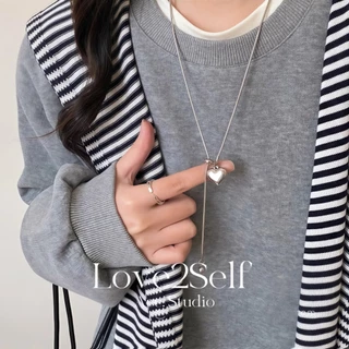 Love2selfX133 แฟชั่นรูปหัวใจผู้หญิงสร้อยคอจี้ Choker สแตนเลส Non Tarnish 70 ซม.ยาวดึงปรับสร้อยคอ